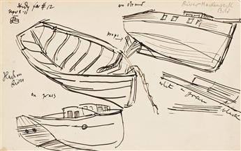 OSCAR BLUEMNER Group of 4 marine drawings.